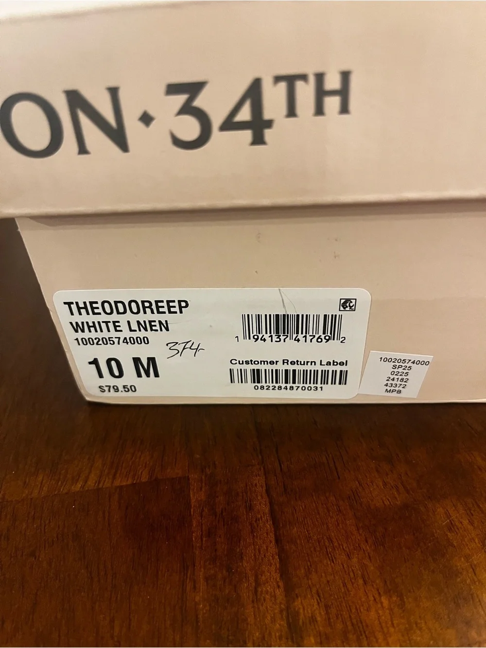 ON 34TH NWB $79 Theodoreep White Linen Espadrille Wedge Sandals